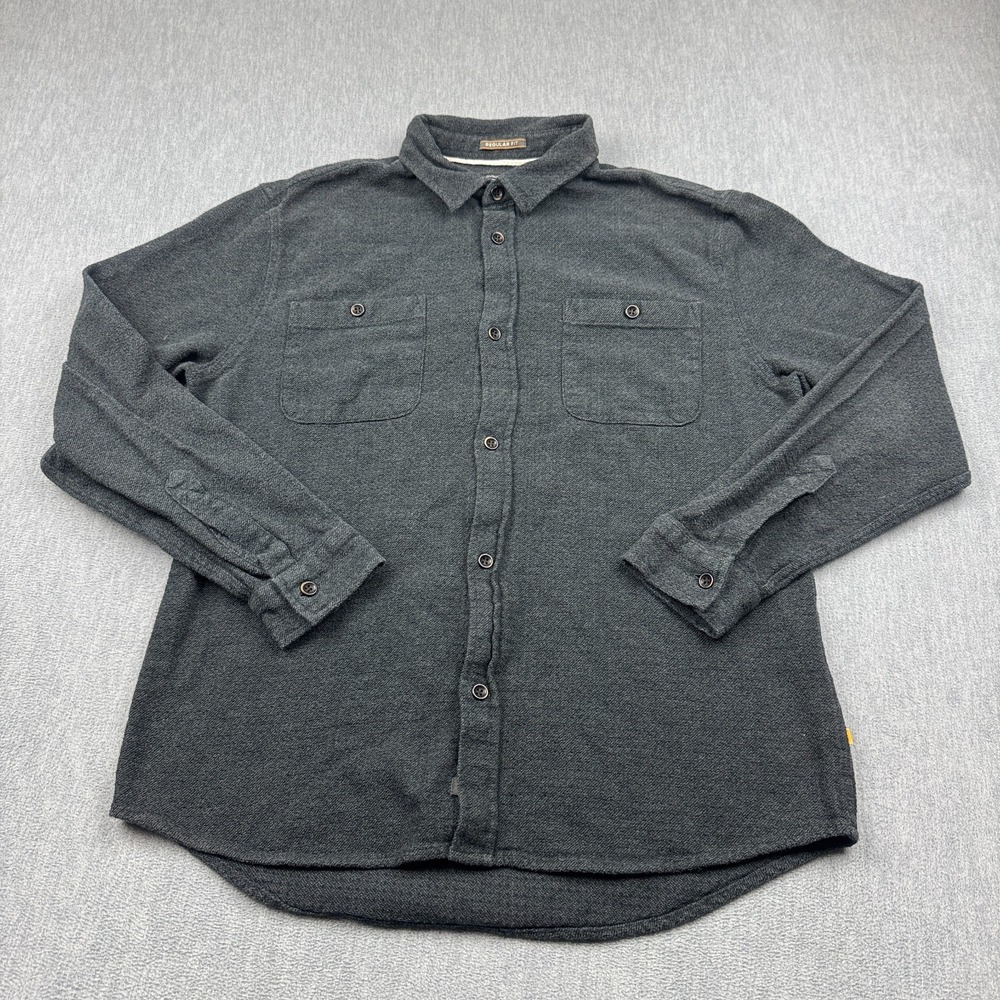 Quicksilver Waterman Shirt Mens Medium Gray Regular Fit Flannel Button Up Casual